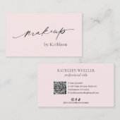 Carte De Visite Simple rose QR Code Elégant maquillage Artiste Mod (Devant / Derrière)