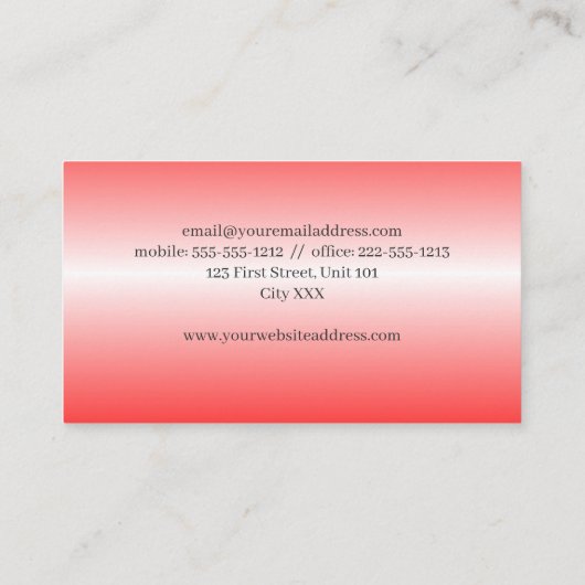 Carte De Visite Simple rouge brillant (Dos)