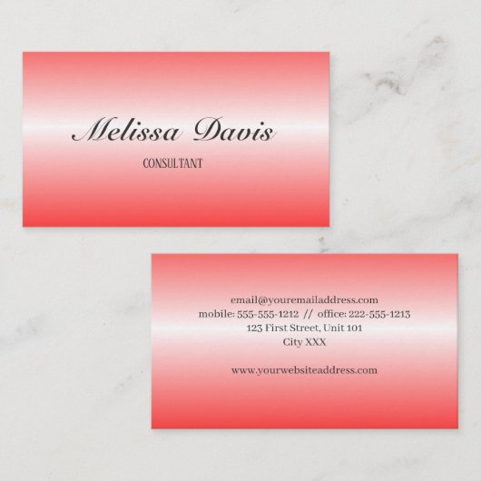 Carte De Visite Simple rouge brillant (Devant / Derrière)