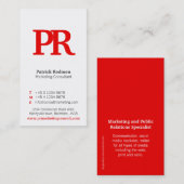 Carte de visite simple rouge et blanc de portrait (Devant / Derrière)