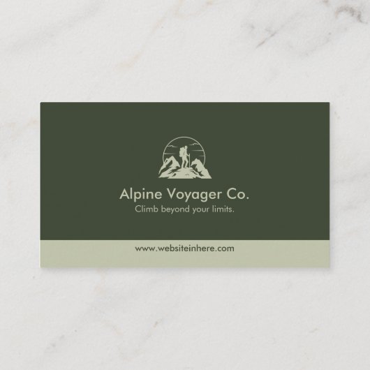 Carte De Visite Simple Rustic Adventure Hikers Bold Deep Green  (Dos)