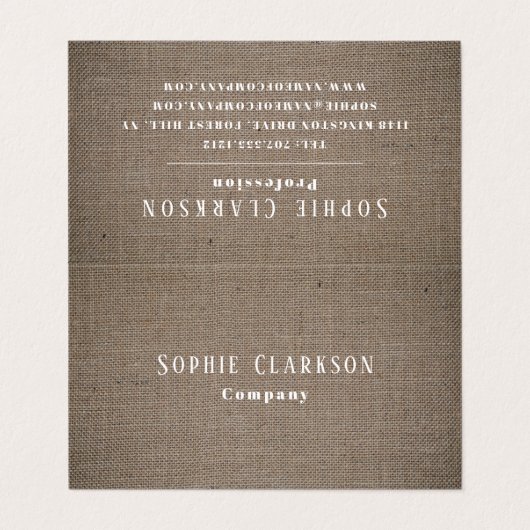 Carte De Visite Simple Rustique Burlap Effet Double Loyauté (Extérieur déplié)