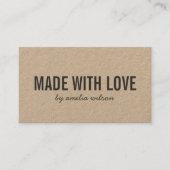 Carte De Visite Simple Rustique Fabriqué Avec Amour Médias Sociaux (Devant)