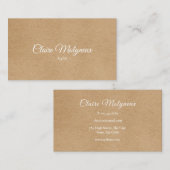 Carte De Visite Simple Rustique Kraft Professionnel (Devant / Derrière)