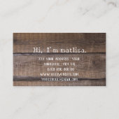 Carte De Visite Simple Rustique Style chêne en bois Motif Professi (Dos)