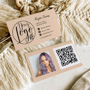 Carte De Visite Simple sable noir maquillage photo logo qr code