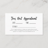 Carte De Visite Simple Salon Prochain rendez-vous (Dos)