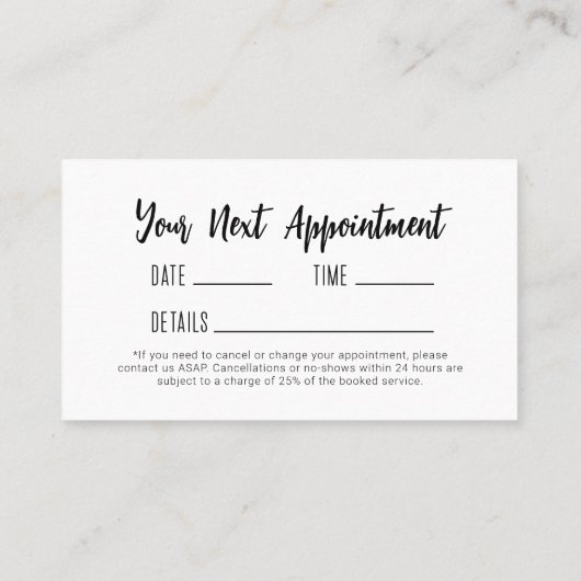 Carte De Visite Simple Salon Prochain rendez-vous (Dos)