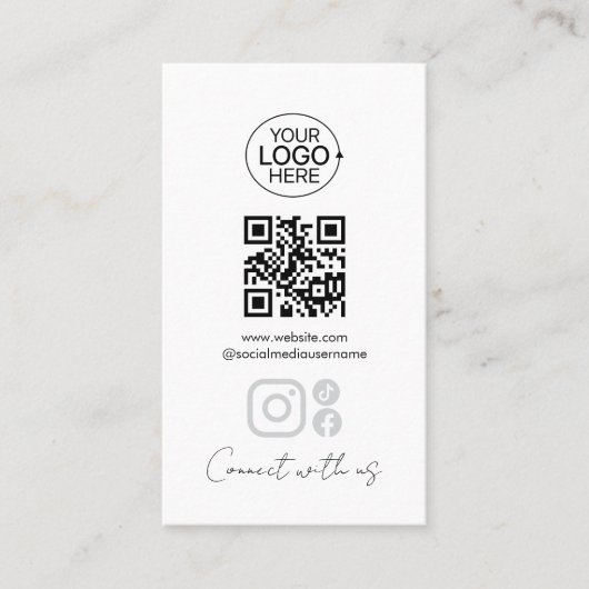 Carte De Visite Simple Script Connect With Us Add Logo QR Code  (Devant)
