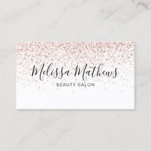 Carte de visite Simple Script Rose Gold Glitter