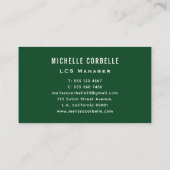 Carte De Visite Simple Service de Jardin Moderne Vert & Blanc (Dos)