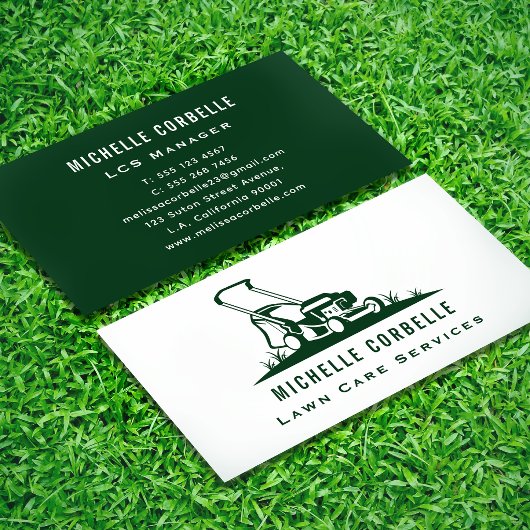 Carte De Visite Simple Service de Jardin Moderne Vert & Blanc