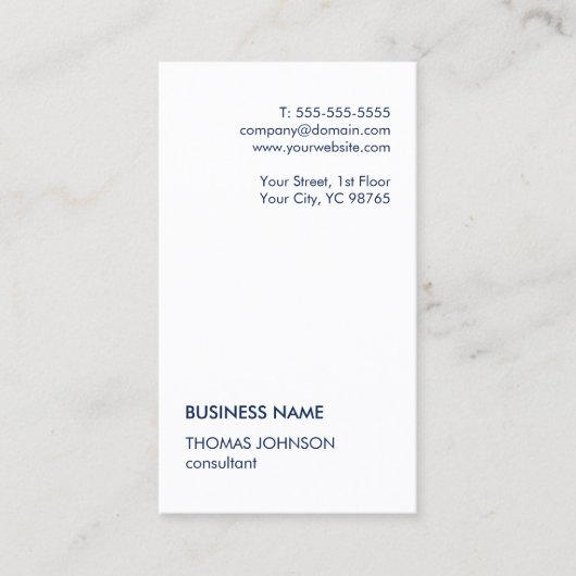 Carte De Visite Simple Simple Blanc Bleu Consultant Entreprise C (Devant)