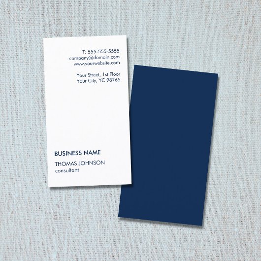 Carte De Visite Simple Simple Blanc Bleu Consultant Entreprise C