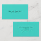 Carte De Visite Simple simple clair élégant Turquoise bleu minimal (Devant / Derrière)