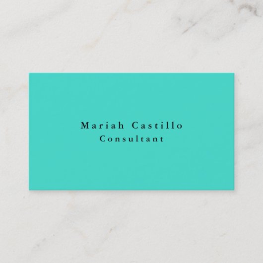 Carte De Visite Simple simple clair élégant Turquoise bleu minimal (Devant)