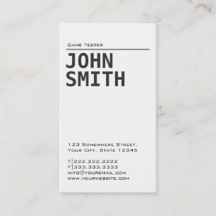 Carte de visite simple simple d'essai de jeu