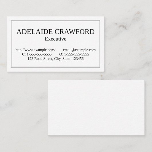 Carte de visite simple, simple et Dapper (Devant / Derrière)