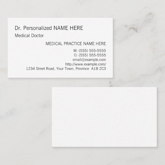 Carte de visite simple, simple et simple (Devant / Derrière)