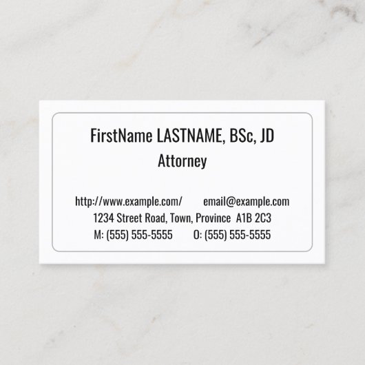 Carte de visite simple, simple et simple (Devant)