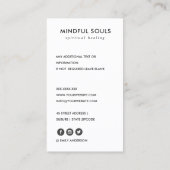 CARTE DE VISITE SIMPLE SPIRITUELLE DE REIKI SIMPLE ROSE BLANC (Dos)