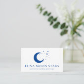 Carte De Visite Simple Standard De Base Navy Moon Luna Étoiles (Debout devant)