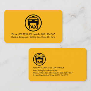 Carte De Visite Simple Taxi Cab Minimaliste Jaune