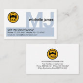 Carte De Visite Simple Taxi Nom Monogramme (Devant / Derrière)
