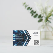 Carte De Visite Simple Tech Engineer Code QR élégant (Debout devant)