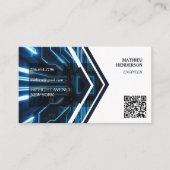 Carte De Visite Simple Tech Engineer Code QR élégant (Devant)