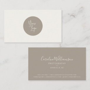 Carte de visite simple tendance taupe boho logo mo