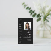 Carte De Visite simple text black real estate business card (Debout devant)