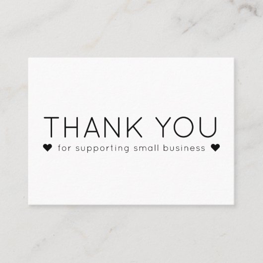 Carte De Visite Simple Thank You Business Cards (Devant)