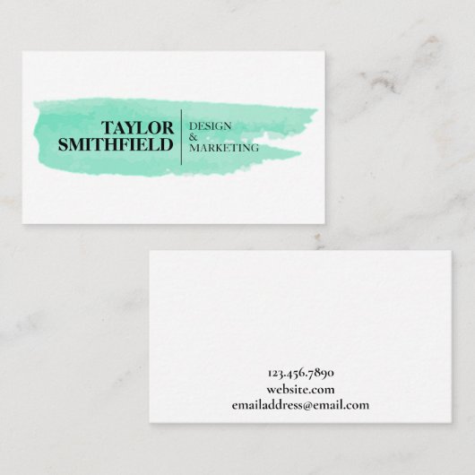 Carte De Visite Simple touche de brosse d'aquarelle moderne (Devant / Derrière)