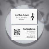 Carte De Visite Simple Treble Clef QR code leçons de musique