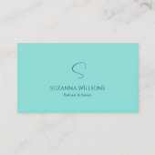 Carte De Visite Simple Turquoise avec Monogramme Moderne et Classi (Devant)