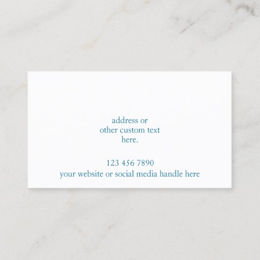 Carte De Visite Simple Turquoise Blanc Ajouter Logo Professionnel  (Dos)