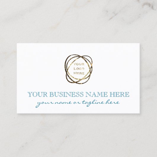 Carte De Visite Simple Turquoise Blanc Ajouter Logo Professionnel  (Devant)