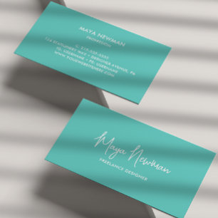 CARTE DE VISITE SIMPLE TURQUOISE BLEU SIGNATURE NOM PROFESSIONNEL
