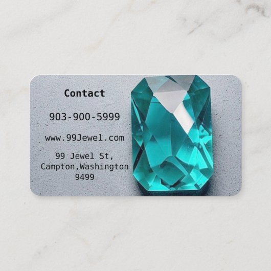 Carte De Visite Simple Turquoise Lucky Gem (Dos)
