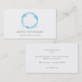 Carte De Visite Simple Turquoise Main Levée Logo de Wreath Nature (Devant / Derrière)