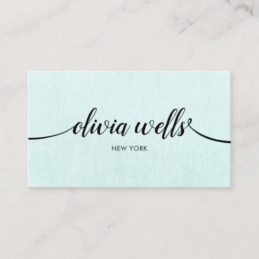 Carte De Visite Simple Turquoise manuscrit Script Beauté Salon (Devant)