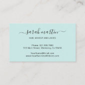 Carte De Visite Simple Turquoise Turquoise Élégant Lashes (Dos)