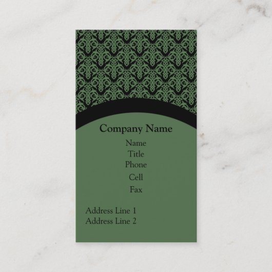 Carte de visite simple, vert (Devant)