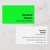 Carte De Visite Simple Vert Clair Gras Moderne Vibrant (Devant / Derrière)