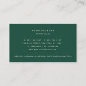 Carte De Visite Simple vert foncé avocat élégant (Dos)