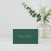 Carte De Visite Simple vert foncé avocat élégant (Debout devant)