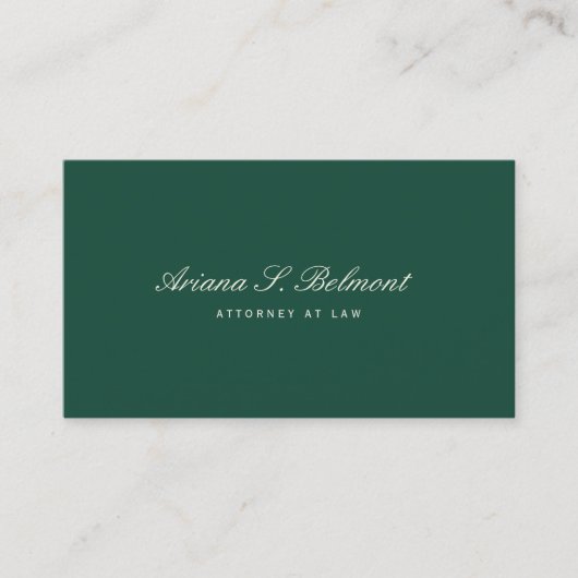 Carte De Visite Simple vert foncé avocat élégant (Devant)