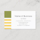 Carte De Visite Simple, vert moderne et large bande jaune (Dos)