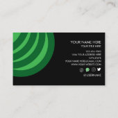 Carte de visite simple verte noire élégante (Dos)